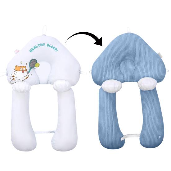 Almofada para Moldar a Cabeça de Bebê Recém-Nascido Design Dupla Face Almofada de Dormir Suporte Anti-Cabeça Chata Respirável