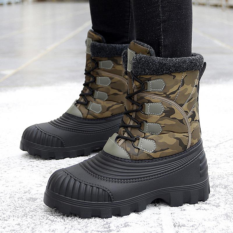 Men's Winter Warm Snow Boots Camouflage Hiking Boots Outdoor knee High Duck Boots Climbing Boots Waterproof  Plus Size