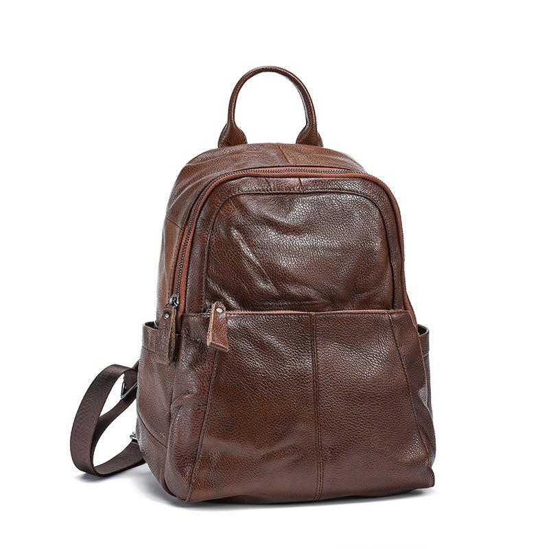 

Кожаная женская сумка новый рюкзак женский нишевый рюкзак женский универсальный ретро коровья кожа женская сумка темно-коричневого