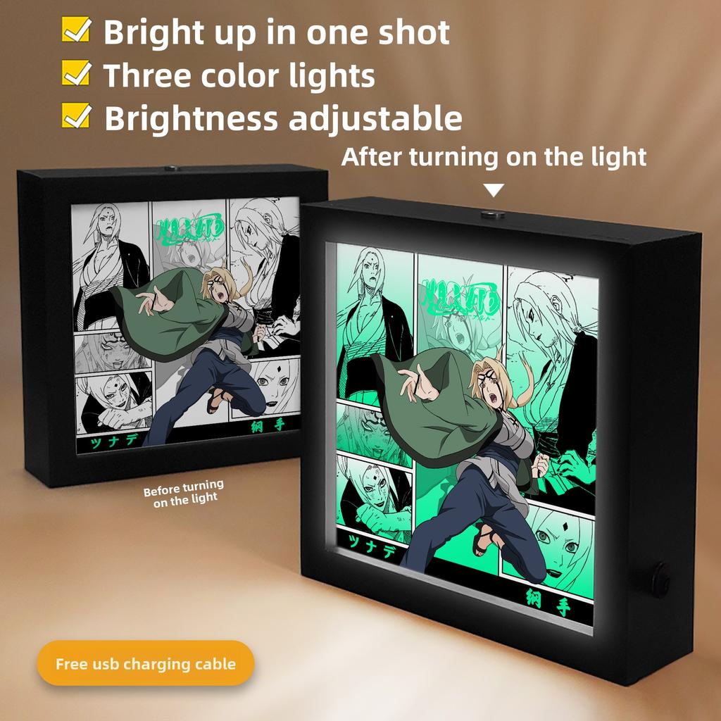 Anime Cartoon Photo Frame Anime Lamp LED Light Box Namikaze Minato Gaara Figure Room Decoration Three Color Lamp Anime Toy Gifts