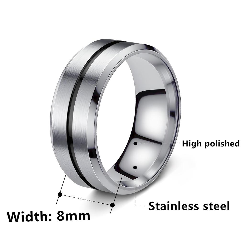 Anello da Uomo in Acciaio Titanio Multicolore Resistente allo Sbiadimento - Misura Standard USA