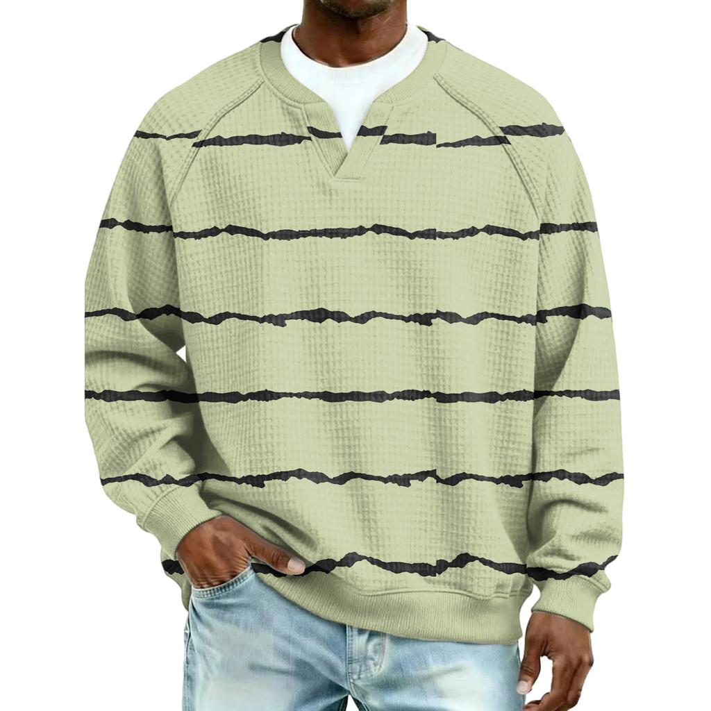 Herrfritidshuva Utomhus V-hals Vågmönster Långärmad