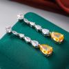 Huitan Sparking Yellow Water Drop CZ Dangle Earrings for Women Aesthetic Lady's Ear Accessories Engagement Wedding Trend Jewelry