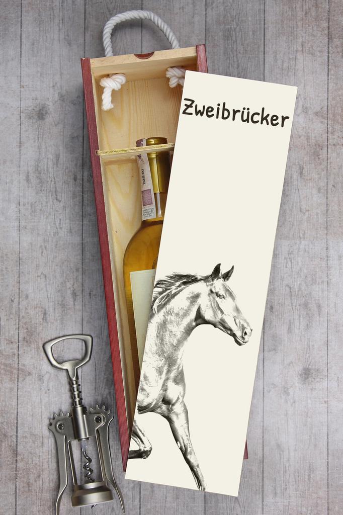 Zweibrücker - Wine Box with a Horse, Alcohol Box with Graphics, Personalized Gift Box from the Art-Dog Brand