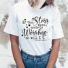 (Camisetas de Alta Calidad)Genial Día de San Valentín Si las Estrellas Fueron Hechas Para Adorar Así Te Adoraré Camisetas Estampadas Para Moda Unisex Top