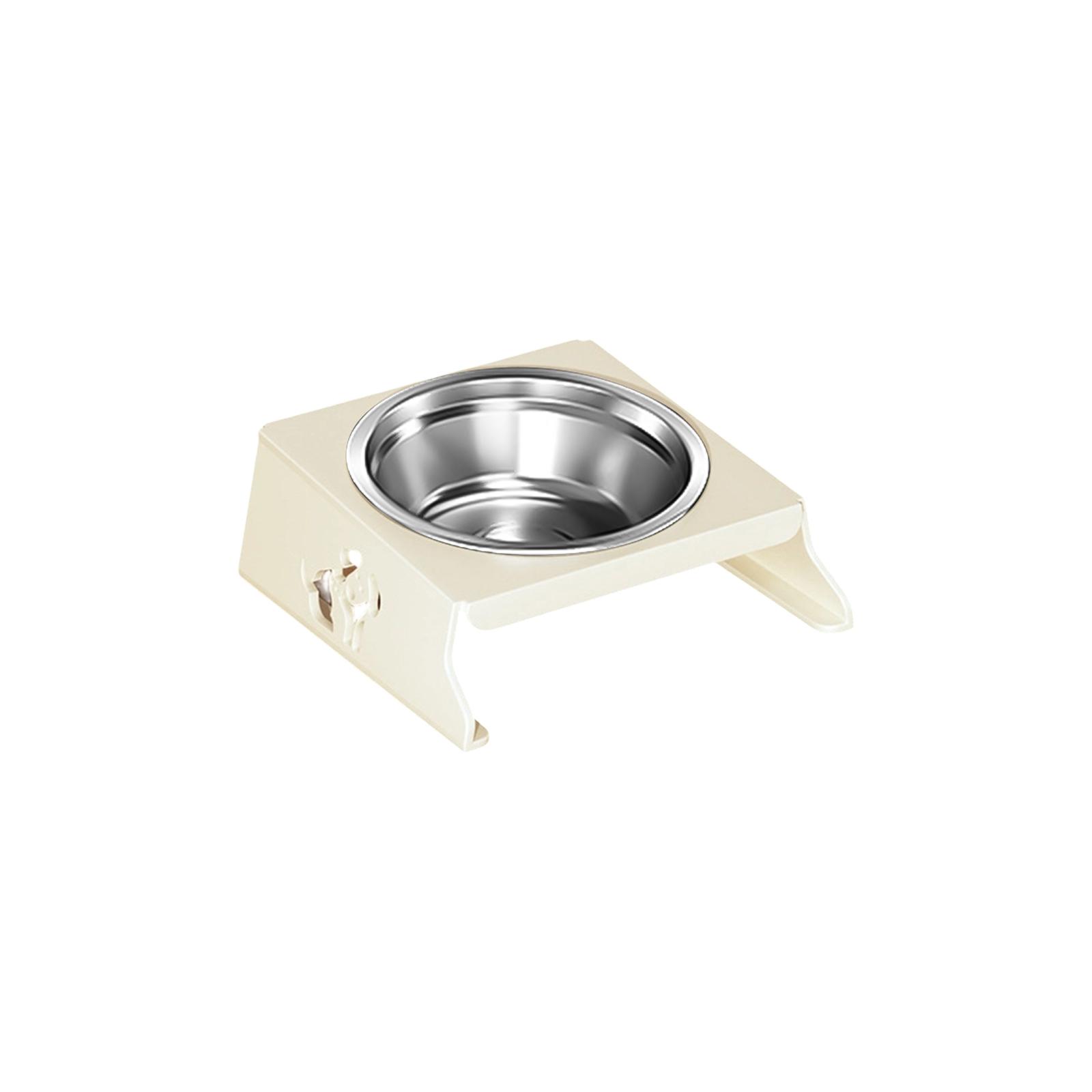 

Elevated Pet Food Bowl Stand with Stainless Steel Bowl Foldable Design for Small Dogs and Cats Feeding Station Adjustable Height one size бежевый