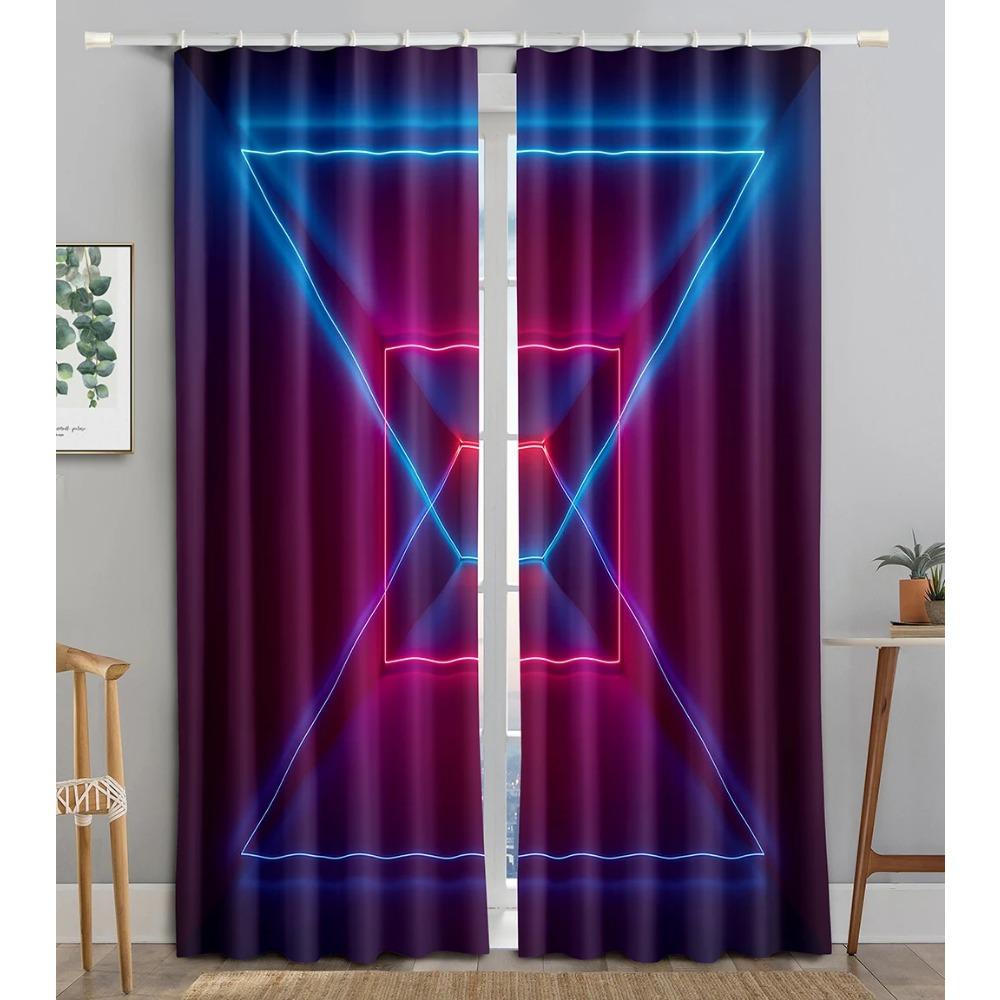 Neon Emitted Light Filtering 3D Printing WaveBlackout Window Panel Curtain Living Room Room Bedroom Bathroom Kicthen Door Cupboard Decor Hooks