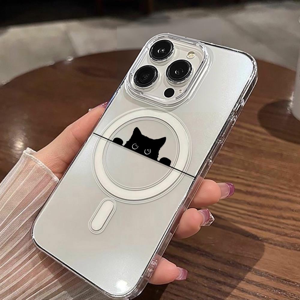 

Чехол-накладка Probe Black Cat Magnetic для iPhone 17 Pro Max – Совместимый, Прозрачный, Жесткий чехол с большими вырезами Apple 13