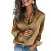 Women's Fashion Casual Solid Color Split Button Long Sleeve Shirt Top