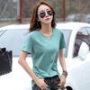 New Short-sleeved Cotton Simple Slimming Loose Korean Style V-neck Large Size Women's T-shirt Tops Bottoming Shirt