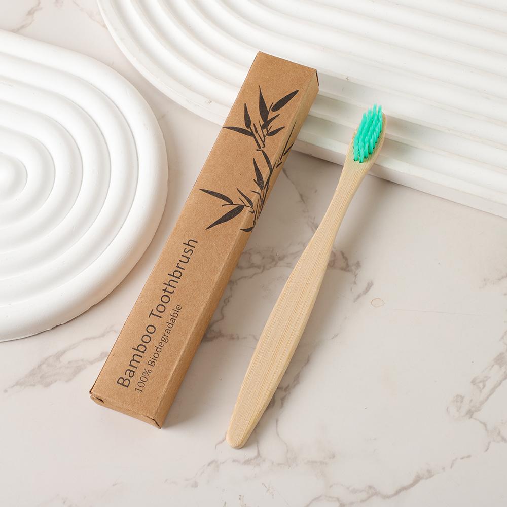 Ready Stock Fast Shipping Custom Kids Soft Natural BPA Free Biodegradable Kraft Box Bamboo Toothbrush