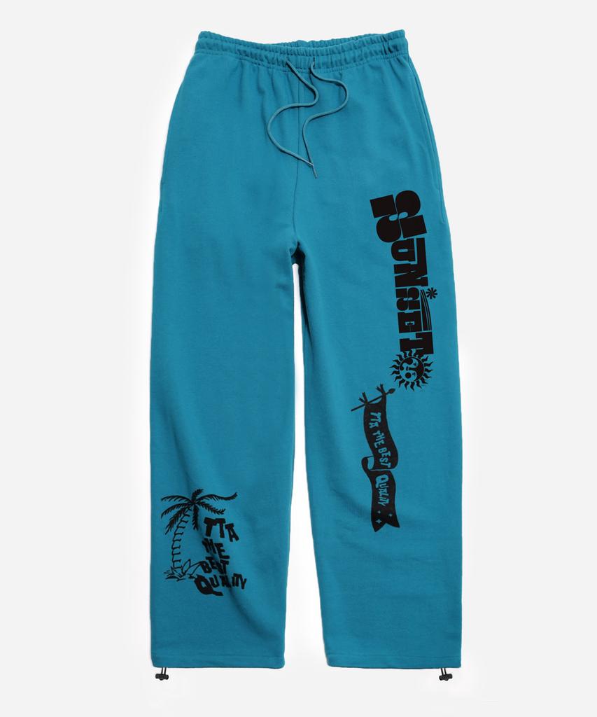 TOWTOW ARCHIVE Sunset Stamp Sweatpants Emerald Blue