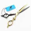 6.0" Black & Gold Personalized Hairdressing Scissors - Straight Barber Shears for Bangs