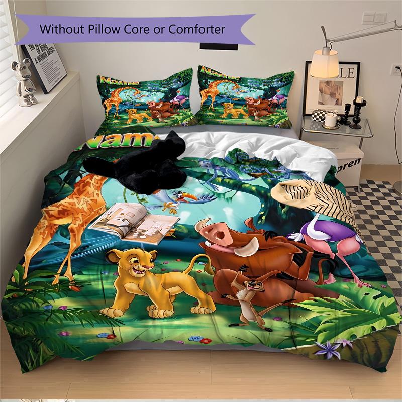 Custom Name Jungle Animals Print 3Pcs Bedding Set Duvet Cover With 2 Bedro Pillowcase Home Birthday Gift