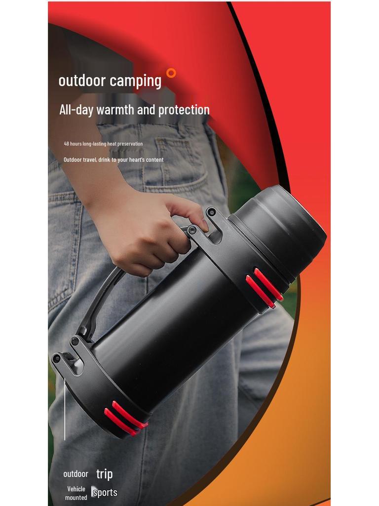 Large Capacity 5L Insulated Stainless Steel Car Kettle - Men's Portable Outdoor Travel Thermos