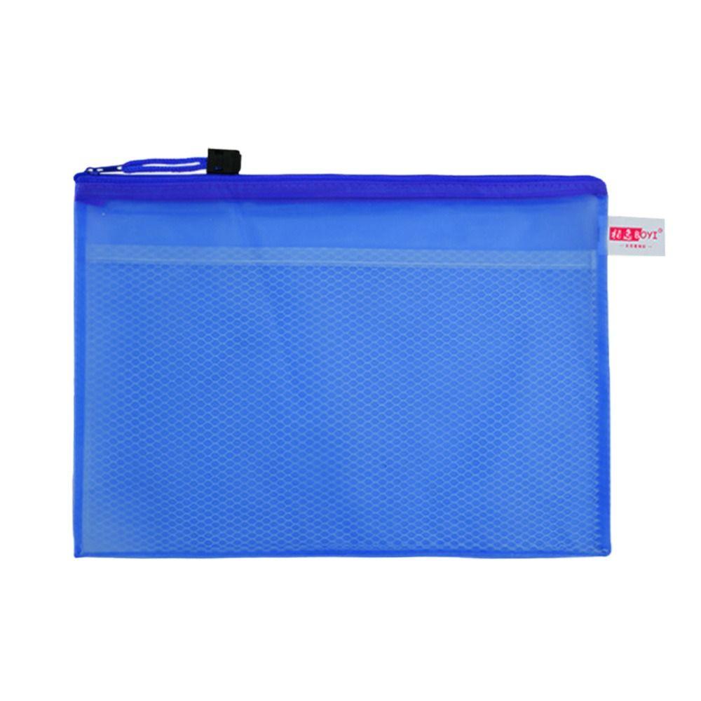 

Office Supplies Paper Holder Transparent Document Bag Simple Zipper Large Capacity A4 File Folder Data Storage PVC Pencil Bag синій