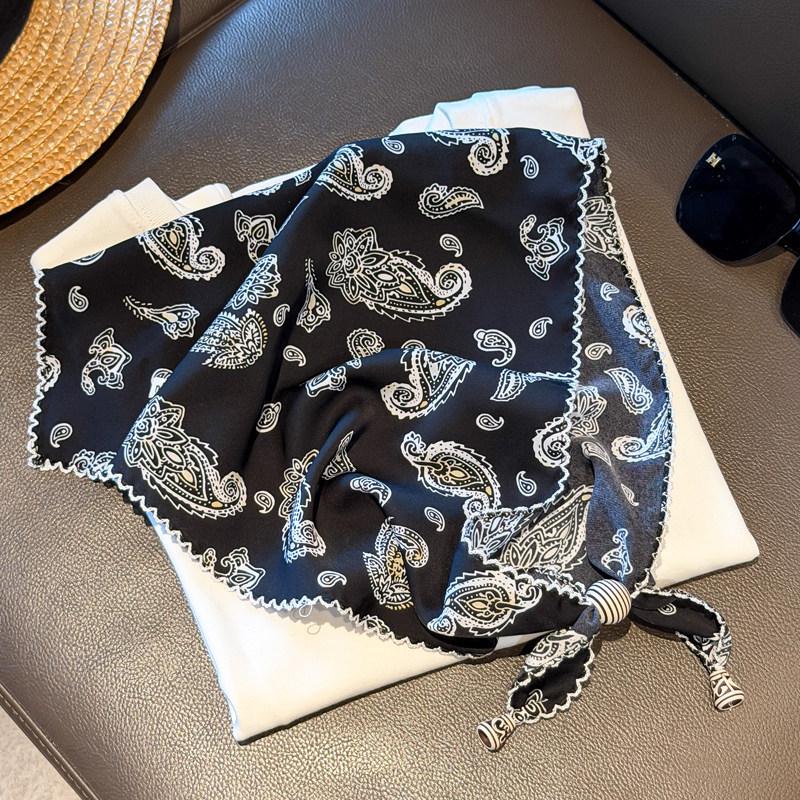British lace plaid beaded triangular scarf, fart curtain, women's stacking wears high-end fashion waist accessories, fart-covering silk scarf skirt