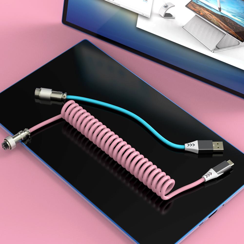 Type-c To Usb Detachable Game Mechanical Keyboard Spiral Plug-in Cable Aviation Connector Data Cable