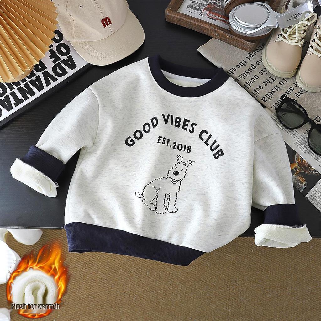 Winter Baby Cartoon Velvet Hoodie: Cozy, Trendy, Warm.