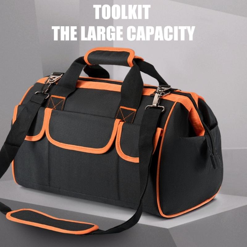 Large Capacity Handbag Tool Storage Bag Power Tool Organizers Pouches Heavy Duty Nylon Tool Bag Wide Mouth Tool Bag
