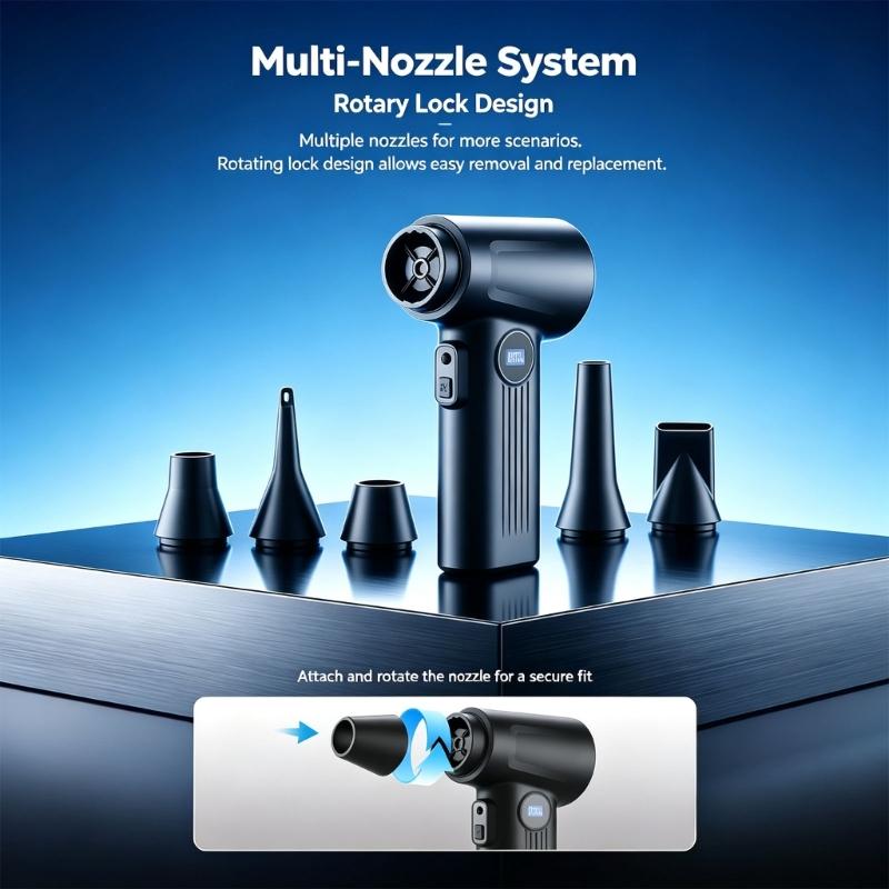 Rechargeable Handheld Blower Vacuum with Blow and Suction Modes, Mobile Dust Cleanup for Computer Cases, Vehicle Crevices, and Workshop Surfaces
