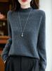 Women's Hollow-Out Seamless Wool Sweater: 100% Pure Wool High-Neck Pullover, Warm Soft Knitwear for Autumn and Winter.
