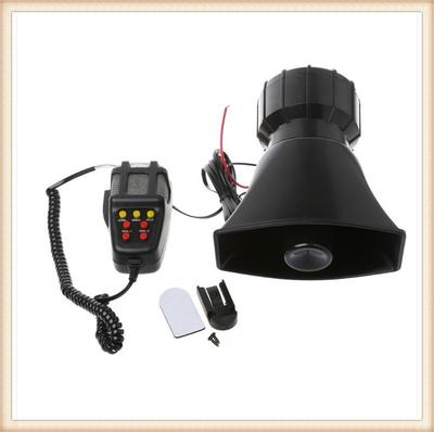 12V 100W Car Truck Electric Alarm Air Horn Siren Speaker 5 Sound Tone Super Loud with Mic Pack of 1