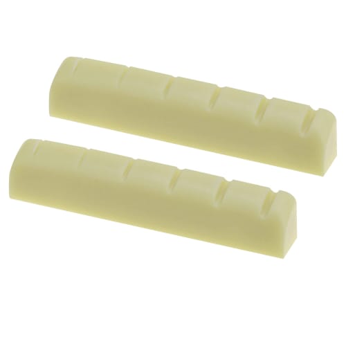 Musiclily Pro 44mm Urea Resin Plastic Pre-Grooved Nuts for Gibson-Style 6-String Les Paul Guitars, Flat Bottom, Ivory (Set of 2)