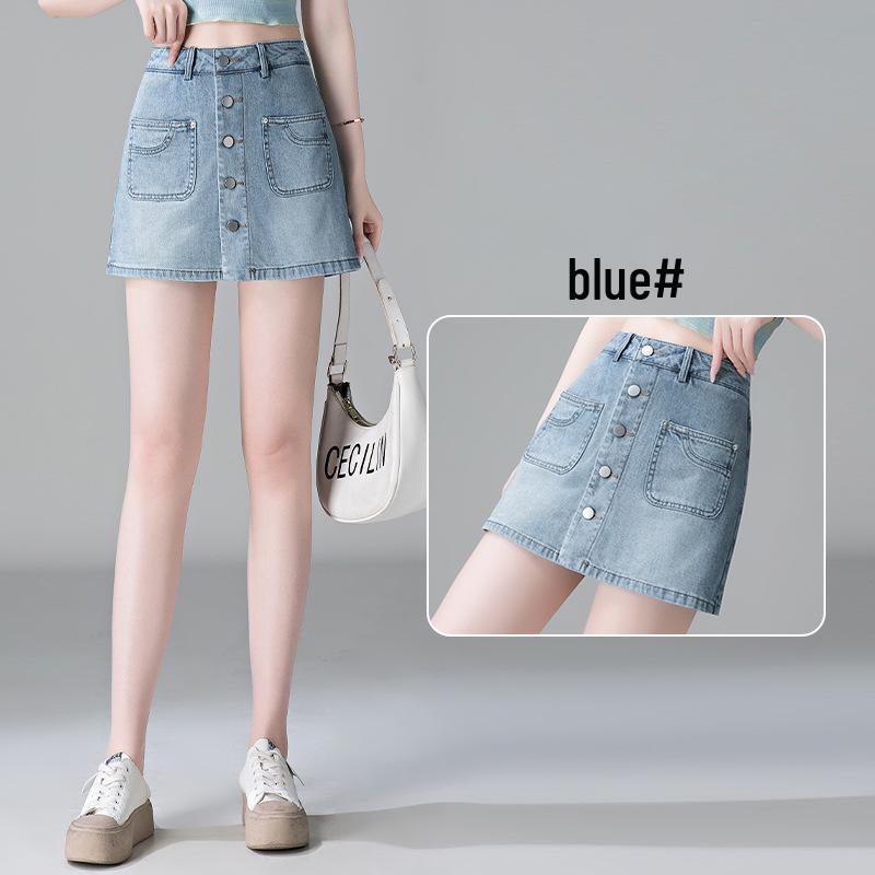 Spring 2026 Women's Retro Denim High-Waist Skort - Slimming, A-Line Design