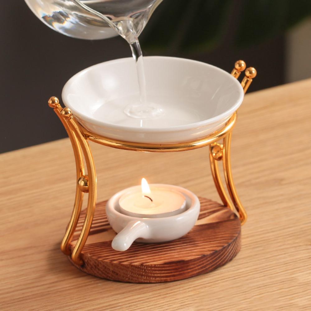 Ceramics Aromatherapy Stove Wooden Base Aromas Diffuser Practical Oil Burners  Home Use