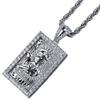 Vintage Engraved Square Pendant Necklace With Full Cubic Zirconia Stones For Women Gold Silver
