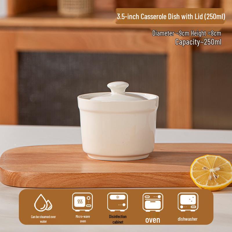 

Ceramic Stew Pot with Lid and Double Handles, Double Boiler, Small Soup Bowl, Bird s Nest and Egg Steaming Bowl for Home Use
