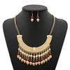 European Boho Tassel Necklace With Layered Chain And Gemstone Details For Trendy Looks