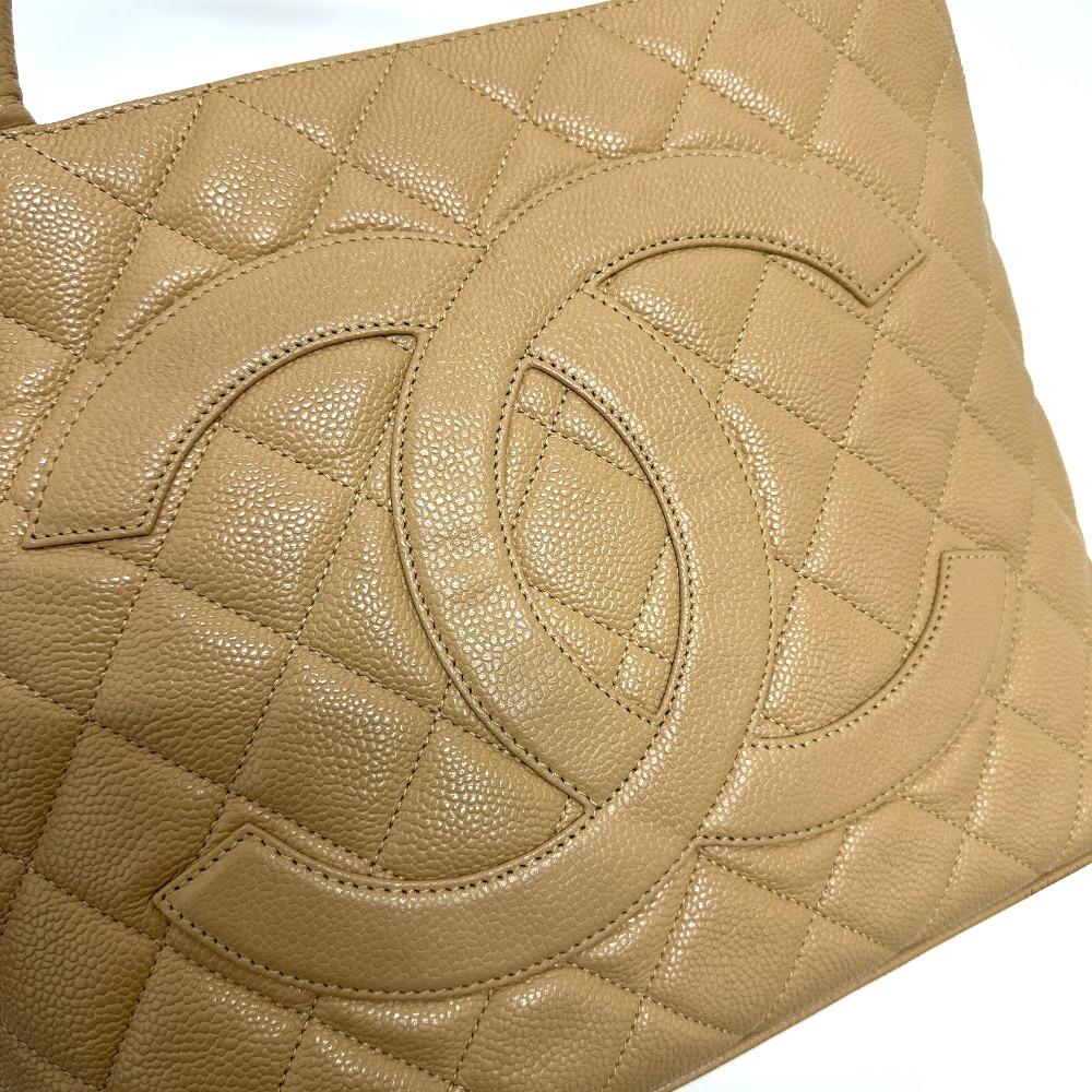 Chanel A01804 CC CC Mark Reissue Tote Bag Caviar Leather Beige