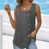 Summer New Bestseller Women's Ruffled Square Neck Vest with Button Back Detail