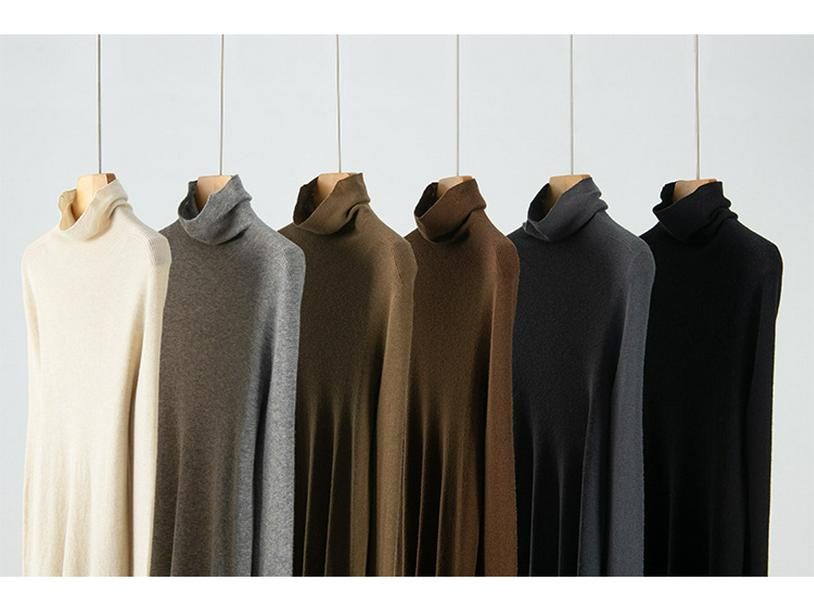 Early Autumn Cashmere & Mulberry Silk High-Neck Slim Fit Knitted Sweater for Women