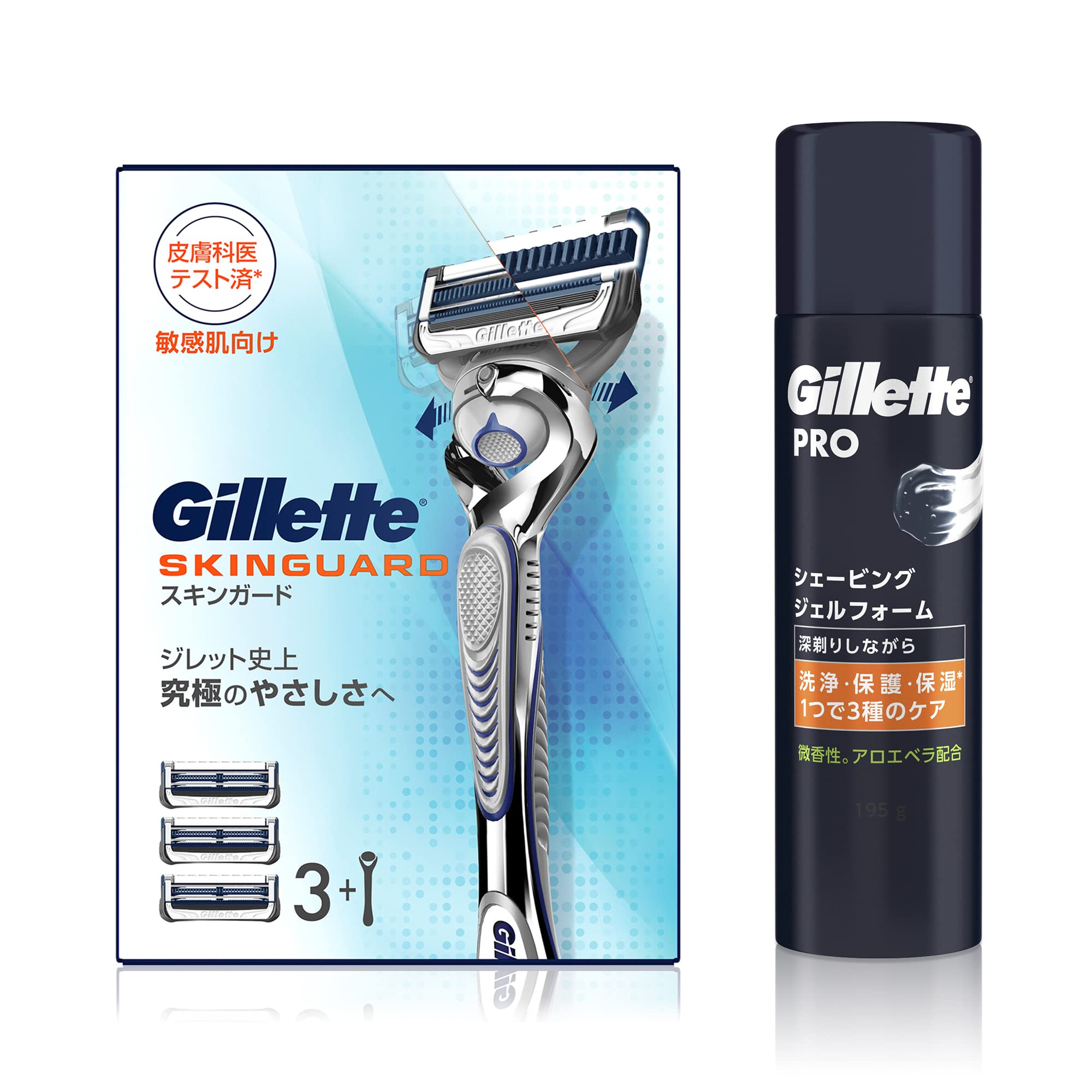 

Gillette Skinguard Руководство Основной блок 3 сменных Гель для бритья Пена 195г Для чувствительной кожи Бритва для бритья Мужская (с лезвиями) + [Покупка набора]