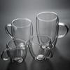 Egg-Shaped Double-Walled Borosilicate Glass Cup with Handle - Insulated for Coffee or Milk.