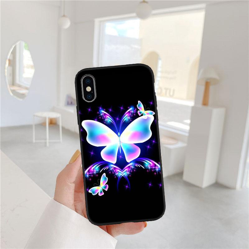 FM17 Colorful Butterfly Soft Shell Phone Case for iPhone 16 15 14 13 12 Pro Max Plus Mini
