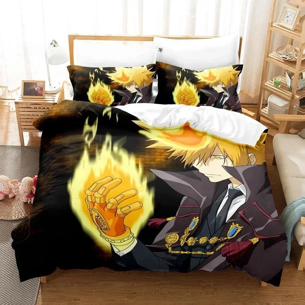 New 3D Anime HITMAN REBORN Bedding Set Printed Bed Set With Pillowcase Bed Duvet Cover Soft Single Double Queen Super King Size