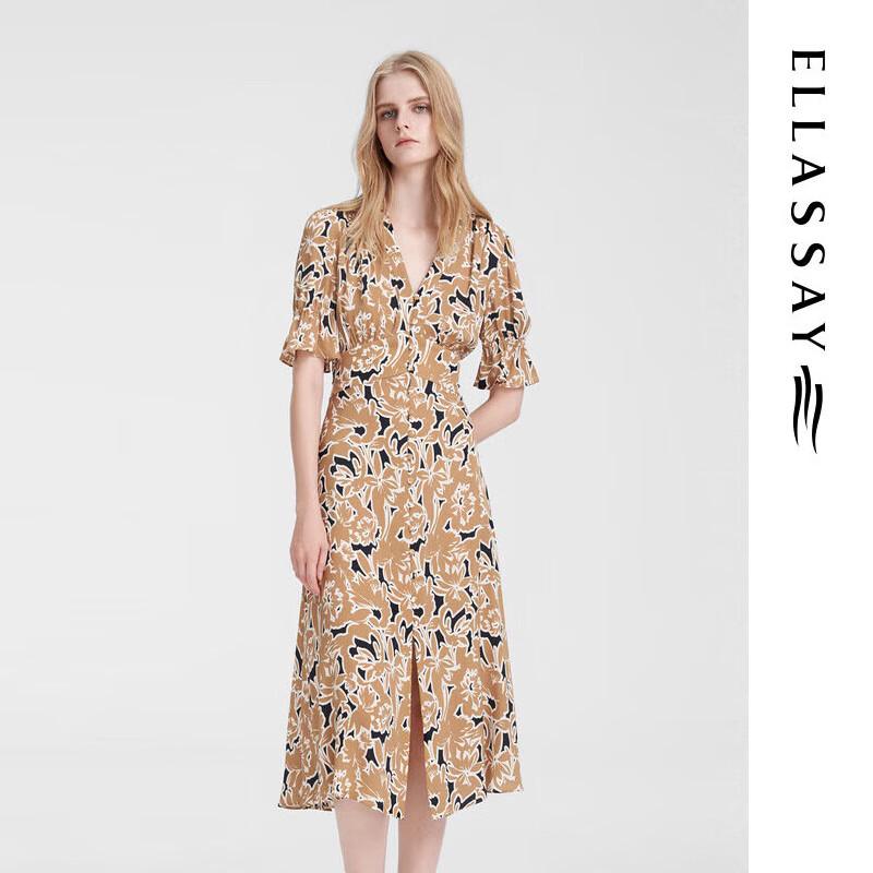 

ELLASSAY Women s Elegant Floral Print Wrap Midi Dress XS