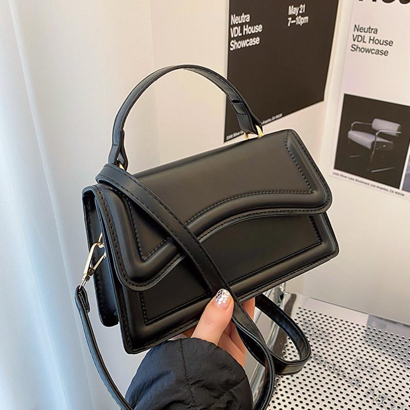 Pu Small Square Bag With Top Flap For Daily Casual Womens Street Style