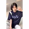 American Trendy Brand Pure Cotton Short-sleeved Women's Summer Fun Dog Print Couple Crew Neck T-shirt Loose Large Size Half-sleeved Top