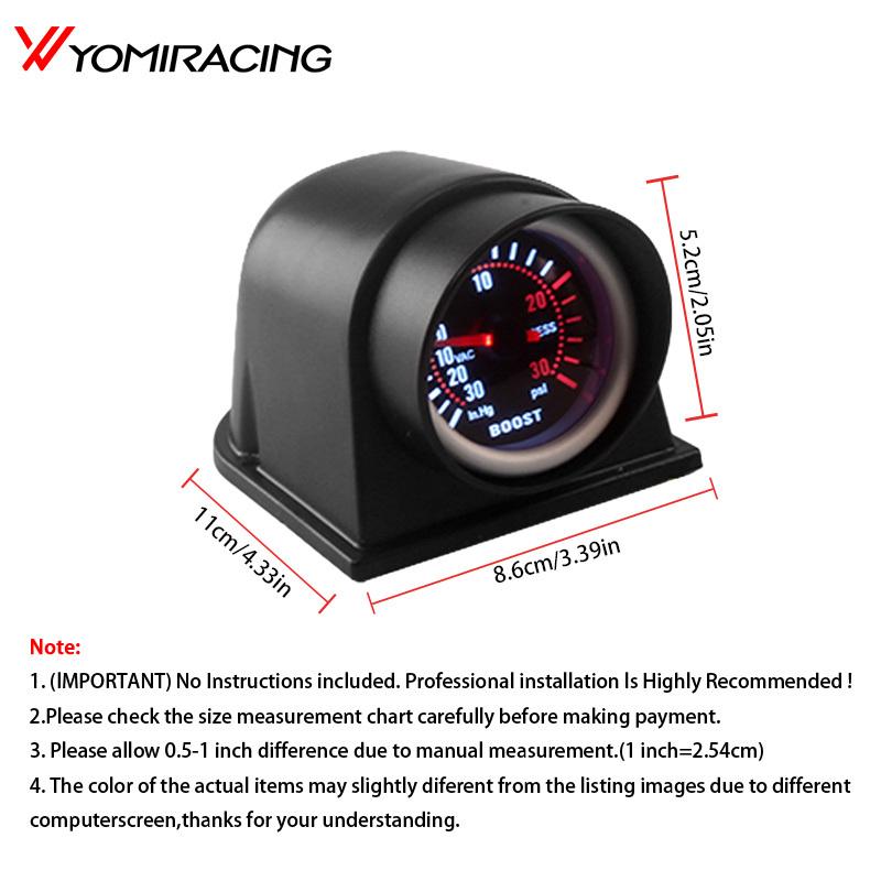 Universal 2inch 52MM Car Turbo Boost Gauge Meter PSI Pressure Gauges Smoke Lens LED Digital Pointer / Holder