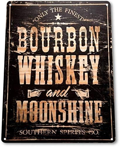 

SRongmao Bourbon Whiskey Moonshine Retro Weathered Wall Decor Bar Man Cave Metal Tin Sign inAluminum 20x30cm（7.8x11.8inch）