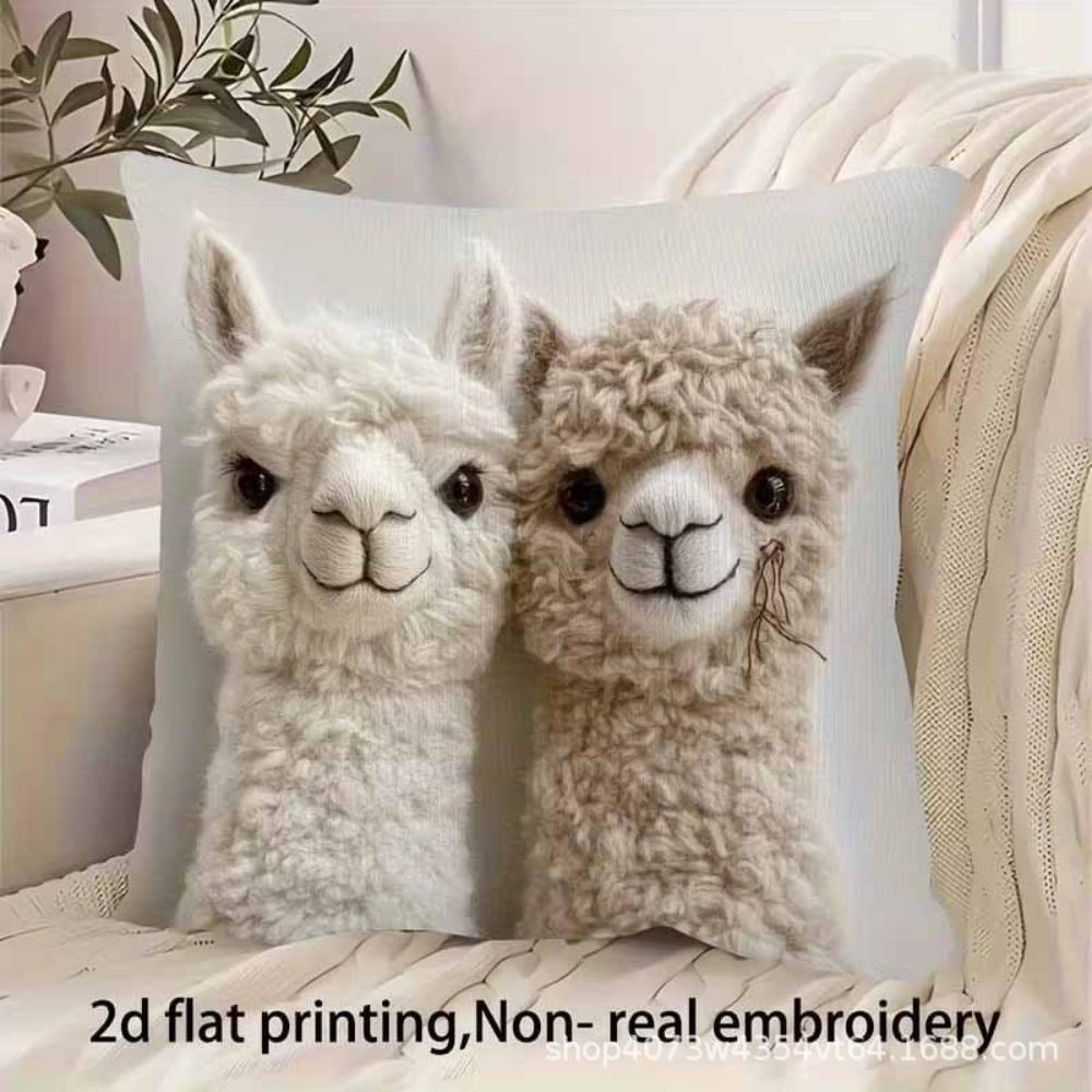 Sofa Pillow Pillowcase Skin-friendly Short Plush Cute Animal Cat Pillow Cover Living Room Cushion Cover Without Core