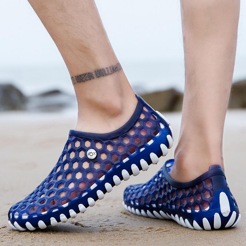 Men s Summer Closed-Toe Beach Sandals - Soft Sole, Trendy, Wearable, Outdoor. 45 синий/белый