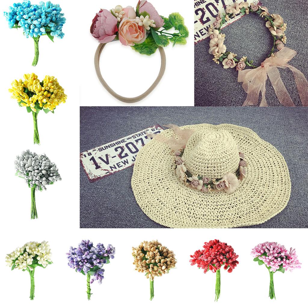 Tige de Fleur Artificielle en Tissu Élégant Artisanat Bouquet d'Étamines pour Mariage Fête et Décorations de Cheveux