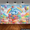 2D 5th Birthday Backdrop Rainbow Candy Hot Air Balloon Photography Background Kids Party Decoration