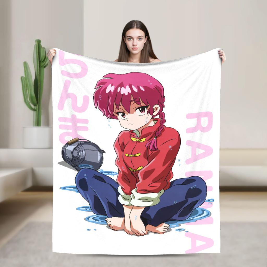 Couverture Anime Ranma 1/2 Polaire Imprimée Respirante Légère Jeté de Lit Quilt d'Extérieur
